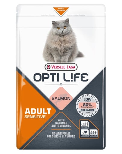 VERSELE-LAGA Opti Life Cat Adult Sensitive Salmon 2.5 kg pre citlivé dospelé mačky