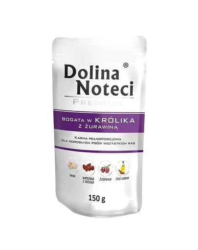 DOLINA NOTECI Premium pre dospelých psov králik s brusnicami 150g