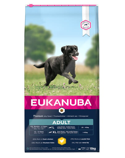 EUKANUBA Active Adult Large Breeds Chicken bohatá na čerstvé kuracie 15 kg