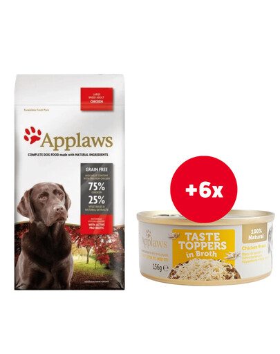 APPLAWS Adult Dog Large Breed Chicken 3x2 kg + Taste Toppers Kuřecí prsa ve vývaru 6x156g ZDARMA