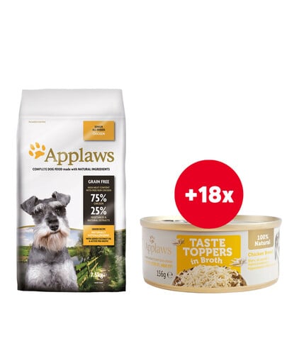 Applaws Dog Senior All Breed Chicken 7,5kg + Taste Toppers Kuracie prsia vo vývare 18x156g ZADARMO