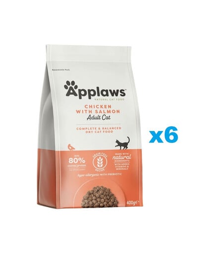 APPLAWS Cat Adult Chicken and Extra Salmon 2,4 kg (6x400g) kuracie mäso s lososom pre mačky