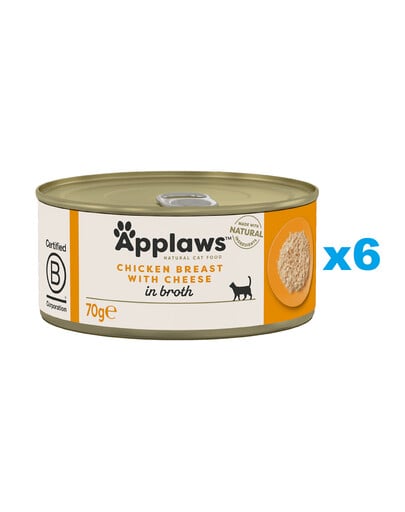 APPLAWS Cat Adult Chicken Breast with Cheese in Broth kuracie prsia so syrom vo vývare 6x70 g