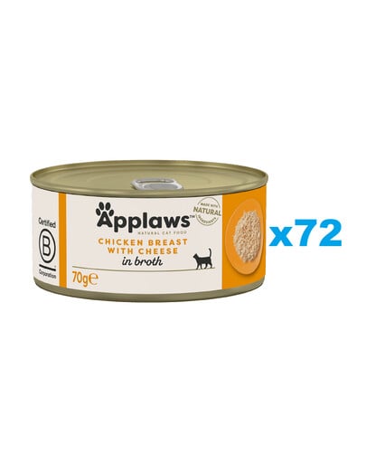 APPLAWS Cat Adult Chicken Breast with Cheese in Broth kuracie prsia so syrom vo vývare 72x70 g