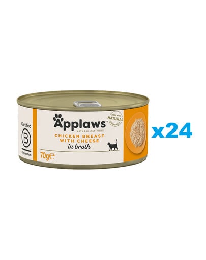 APPLAWS Cat Adult Chicken Breast with Cheese in Broth kuracie prsia so syrom vo vývare 24x70 g