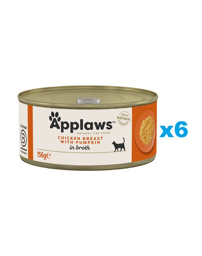 APPLAWS Cat Adult Chicken Breast with Pumpkin in Broth kuracie prsia a tekvica vo vývare 6x156 g