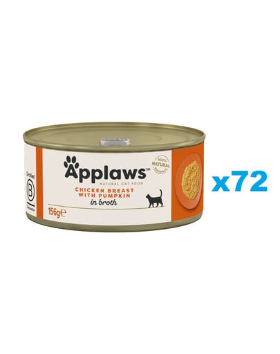 APPLAWS Cat Adult Chicken Breast with Pumpkin in Broth kuracie prsia a tekvica vo vývare 72x156 g