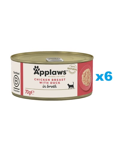 APPLAWS Cat Adult Chicken Breast with Duck in Broth kuracie prsia s kačkou vo vývare 6x70g