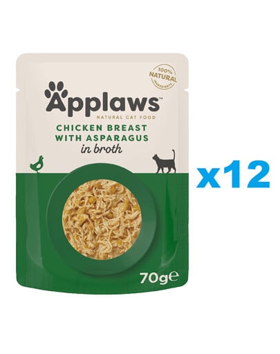 APPLAWS Cat Adult Pouch Chicken Breast with Asparagus in Broth 12x70 g