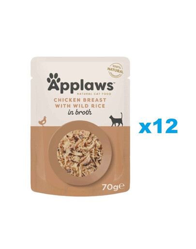 APPLAWS Cat Adult Pouch Chicken Breast with Wild Rice in Broth kuracie mäso a divoká ryža vo vývare 12x70 g