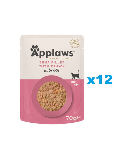 APPLAWS Cat Adult Pouch Tuna Fillet with Prawns in Broth tuniak a tigrie krevety vo vývare 12x70 g
