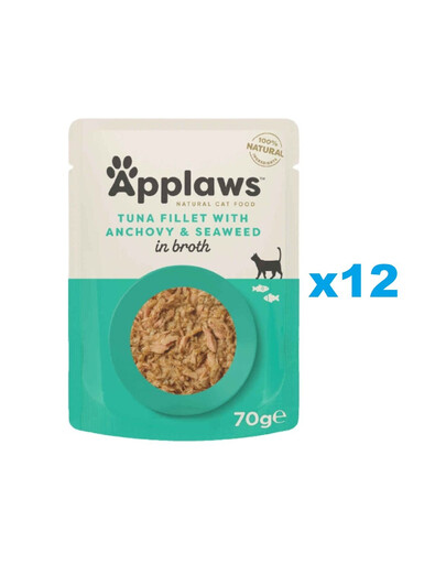 APPLAWS Cat Adult Pouch Tuna Fillet with Whole Anchovy in Broth tuniak a ančovičky vo vývare 12x70 g