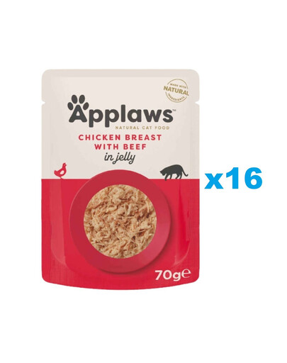 APPLAWS Cat Adult Pouch Chicken Breast with Beef in Jelly kuracie mäso s hovädzím mäsom v želé 16x70 g