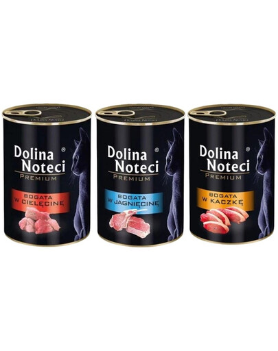 DOLINA NOTECI Premium Zmiešané príchute s mäsom pre mačky 24x400g