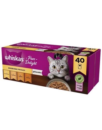 WHISKAS Adult mix hydinových príchutí v želé 40x85g