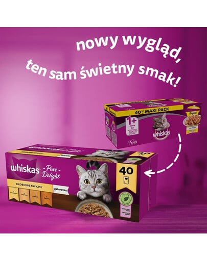 WHISKAS Adult mix hydinových príchutí v želé 40x85g