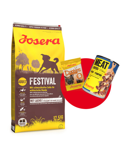 JOSERA Festival 12,5kg + Meatlovers 400g & Denties 180g ZADARMO