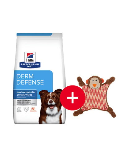 HILL'S Prescription Diet Canine Derm Defense 12 kg + hračka zadarmo