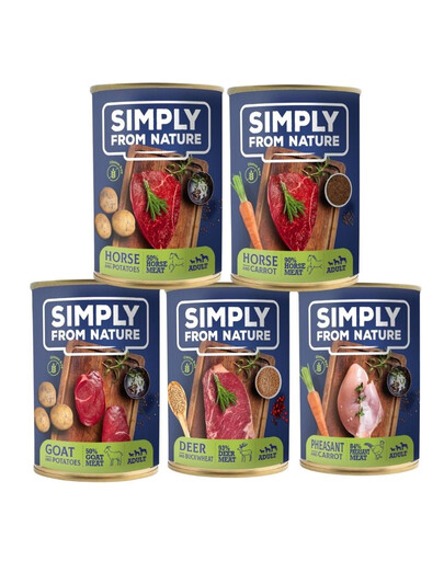 SIMPLY FROM NATURE Konzerva pre psov, mix príchutí 5 x 400g