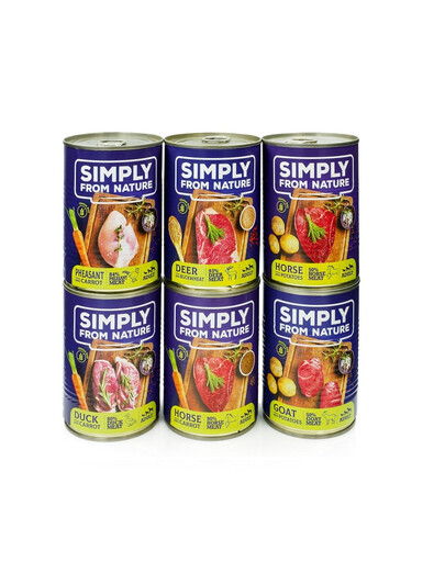 SIMPLY FROM NATURE Konzerva pre psov, mix príchutí 5 x 400g
