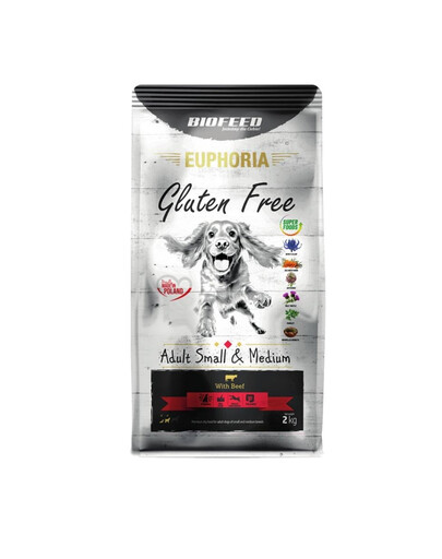 BIOFEED EUPHORIA Gluten Free s hovädzím mäsom pre psov malých a stredných plemien 2 kg