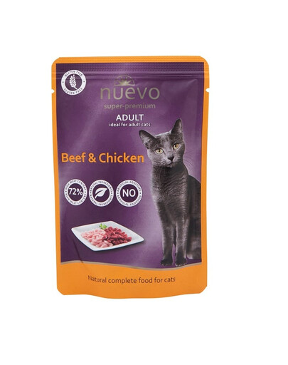 NUEVO Adult s hovädzím a kuracím mäsom pre mačky 85 g