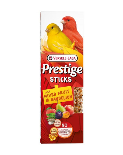 VERSELE-LAGA Prestige Sticks 2 tyčinky so zmesou ovocia a púpavou pre kanáriky 60g