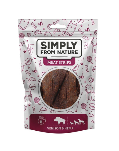 SIMPLY FROM NATURE Meat Strips Zverinové stripsy s konope pre psov 80 g