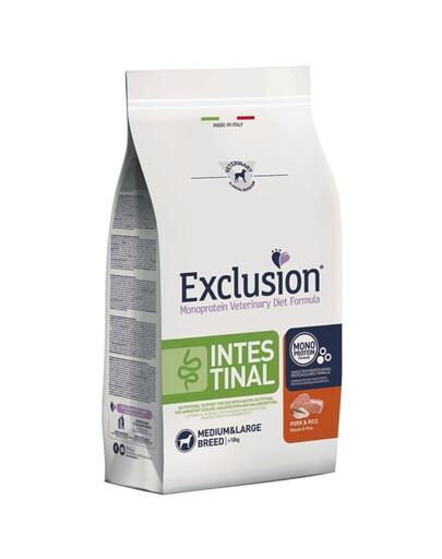 EXCLUSION Intestinal medium large breeds s bravčovým mäsom pre stredné a veľké plemená psov 12 kg