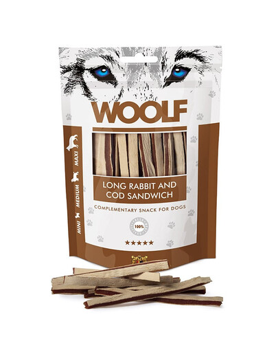 E-shop WOOLF Long Rabbit And Cod Sandwich 100g