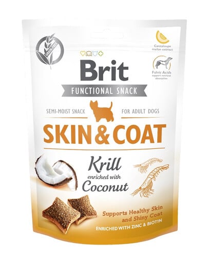 BRIT Care Dog Functional Snack Skin&Coat Krill 150g krillová pochúťka pre srsť