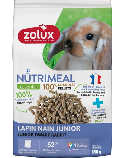 ZOLUX NUTRIMEAL 4 Granulované krmivo pre miniatúrne králiky junior 850 g