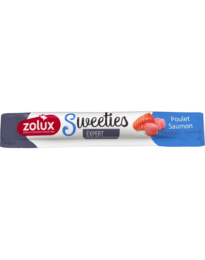 ZOLUX SWEETIES krémová maškrta pre psa s lososom a kuracím mäsom 14 g