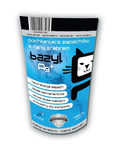 BAZYL Ag+ Bentonitový pohlcovač pachov pre mačky 450 g