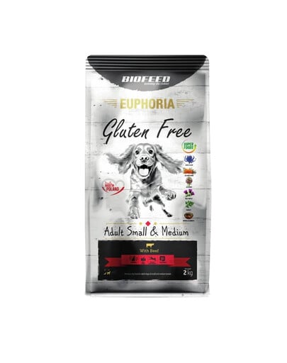 BIOFEED EUPHORIA Gluten Free s hovädzím mäsom pre psov malých a stredných plemien 12 kg