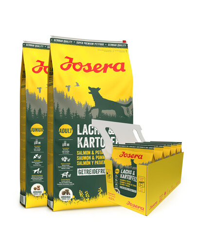 JOSERA Lachs&Kartoffel 2 x 12,5 kg pre dospelých psov s lososom a zemiakmi + 5 x 900 g ZADARMO