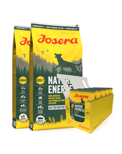JOSERA Nature Energetic 2 x 12,5 kg pre dospelých aktívnych psov + 5 x 900 g ZADARMO