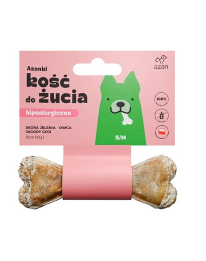 AZANKI Kosť z jelenieho kože pre psa S/M 12cm
