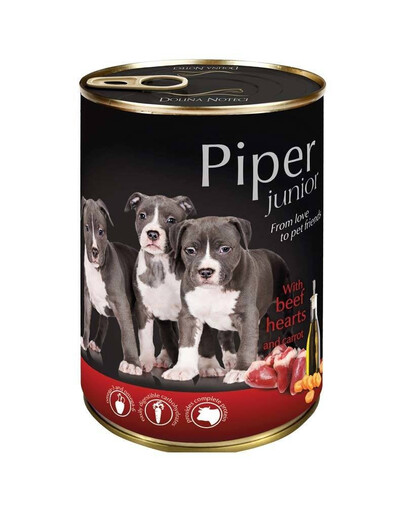 PIPER Junior 400 g Hovädzie srdcia a mrkva pre šteňatá
