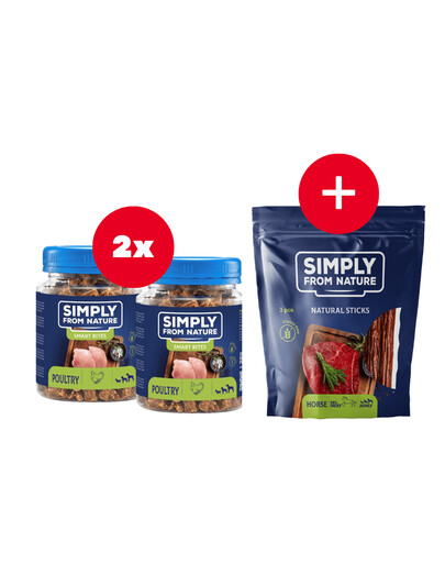 SIMPLY FROM NATURE Smart Bites Hydinové tréningové maškrty 2 x 130 g + maškrta ZADARMO