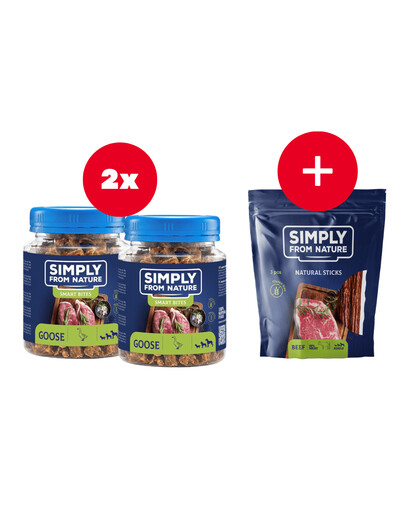 SIMPLY FROM NATURE Smart Bites Tréningové maškrty z husacieho mäsa 2 x 130 g + maškrta ZADARMO