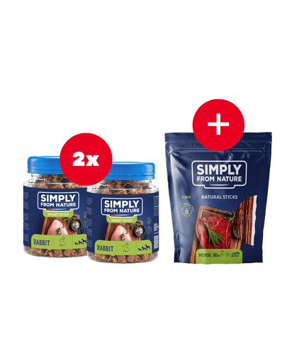 SIMPLY FROM NATURE Smart Bites Tréningové maškrty s králičím mäsom 2 x 130 g + maškrta ZADARMO