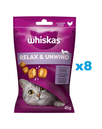 WHISKAS Relax a uvoľnenie 8 x 45 g kuracia pochúťka pre mačky