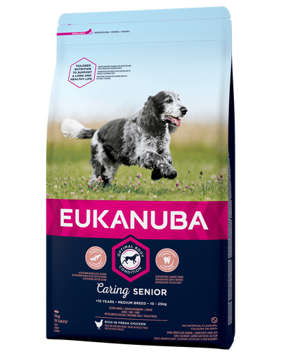 EUKANUBA Caring Senior Medium Breed Granule pre psov s kuracím mäsom 3kg