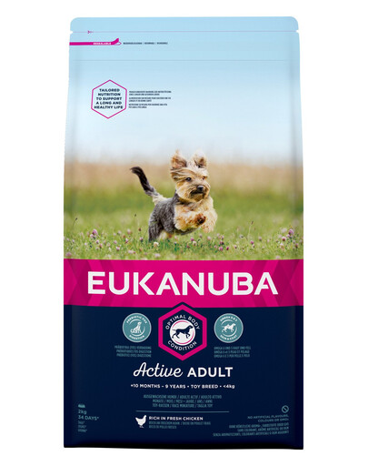 EUKANUBA Active Adult Toy Breed bohatá na čerstvé kuracie 2kg