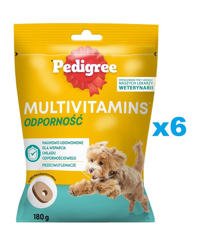 PEDIGREE Multivitamins Immunity doplnkové krmivo pre imunitu pre dospelých psov, kuracia príchuť 6x180 g