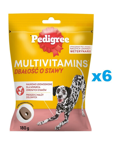 PEDIGREE Multivitamins Care pre kĺby doplnkové krmivo na kĺby pre dospelých psov, kuracia príchuť 6x180 g