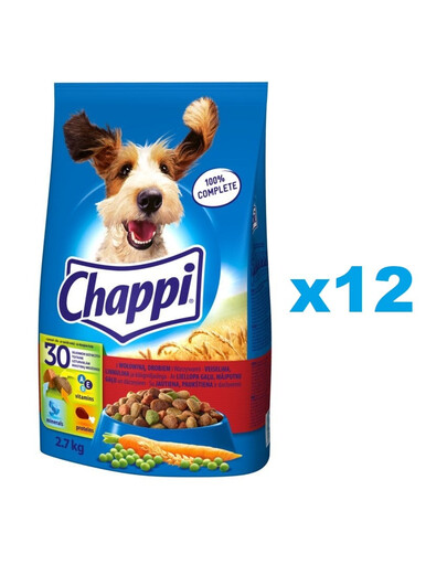 CHAPPI 3x2,7 kg - suché krmivo pre psov s hovädzím mäsom, hydinou a zeleninou