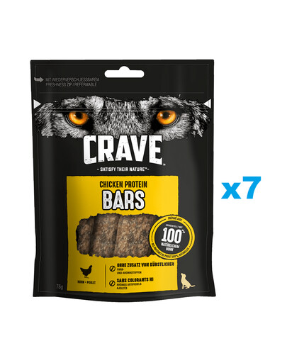 CRAVE Proteín Bars Chicken 7x76g proteínová pochúťka pre dospelých psov