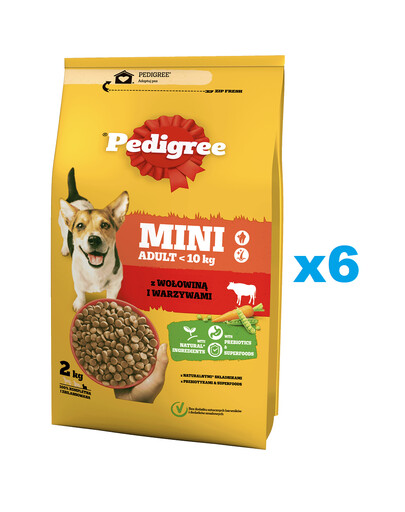PEDIGREE Adult Mini 6x2 kg Suché krmivo s hovädzím mäsom a zeleninou